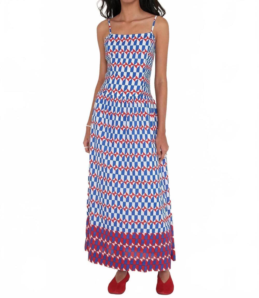 NEW BANJANAN maisie midi dress in nautical scarlett